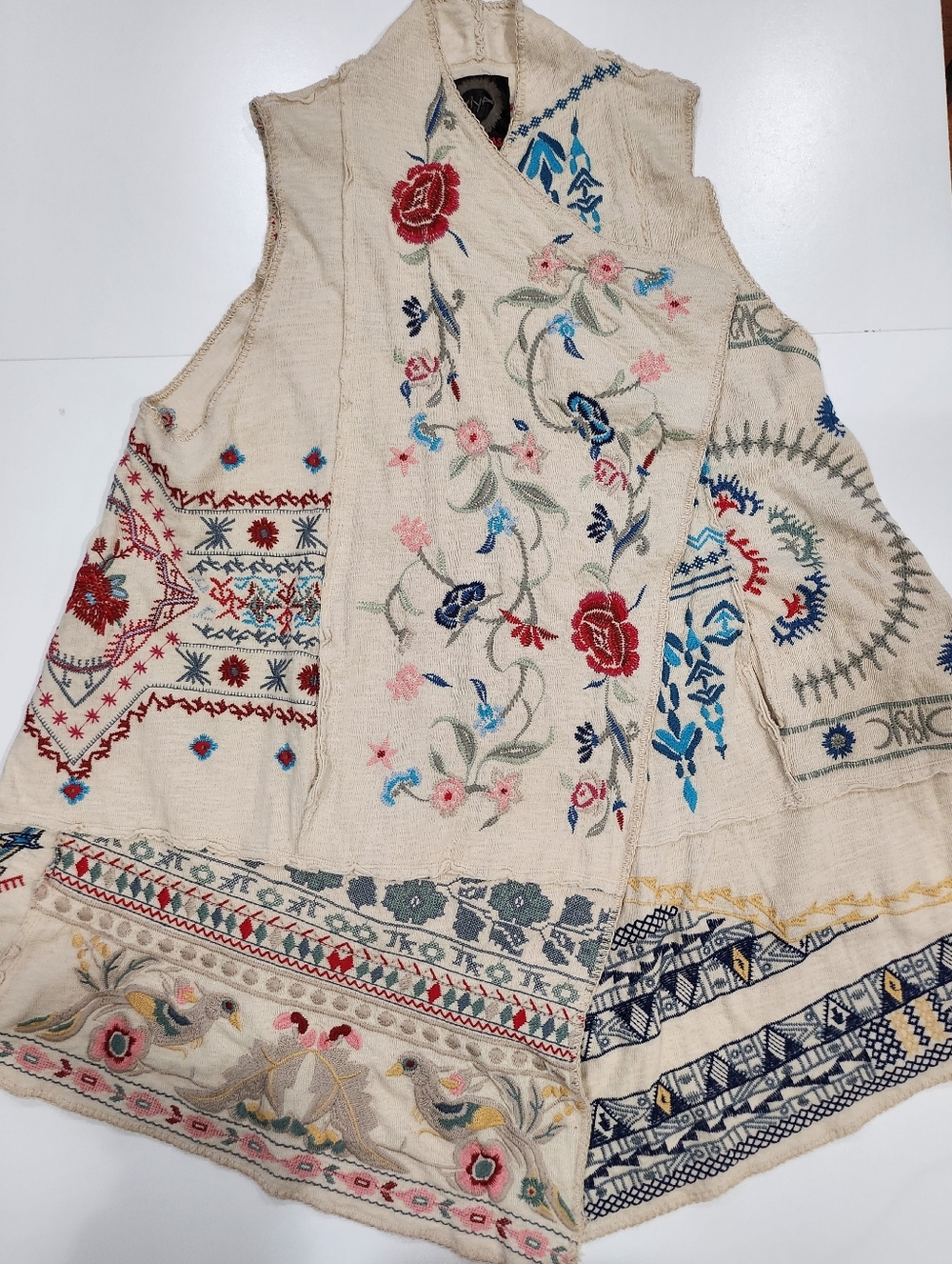 NWT Johnny Was Biya Imrie Patchwork Embroidered Vest Cream Boho Sz M - Picture 4 of 16